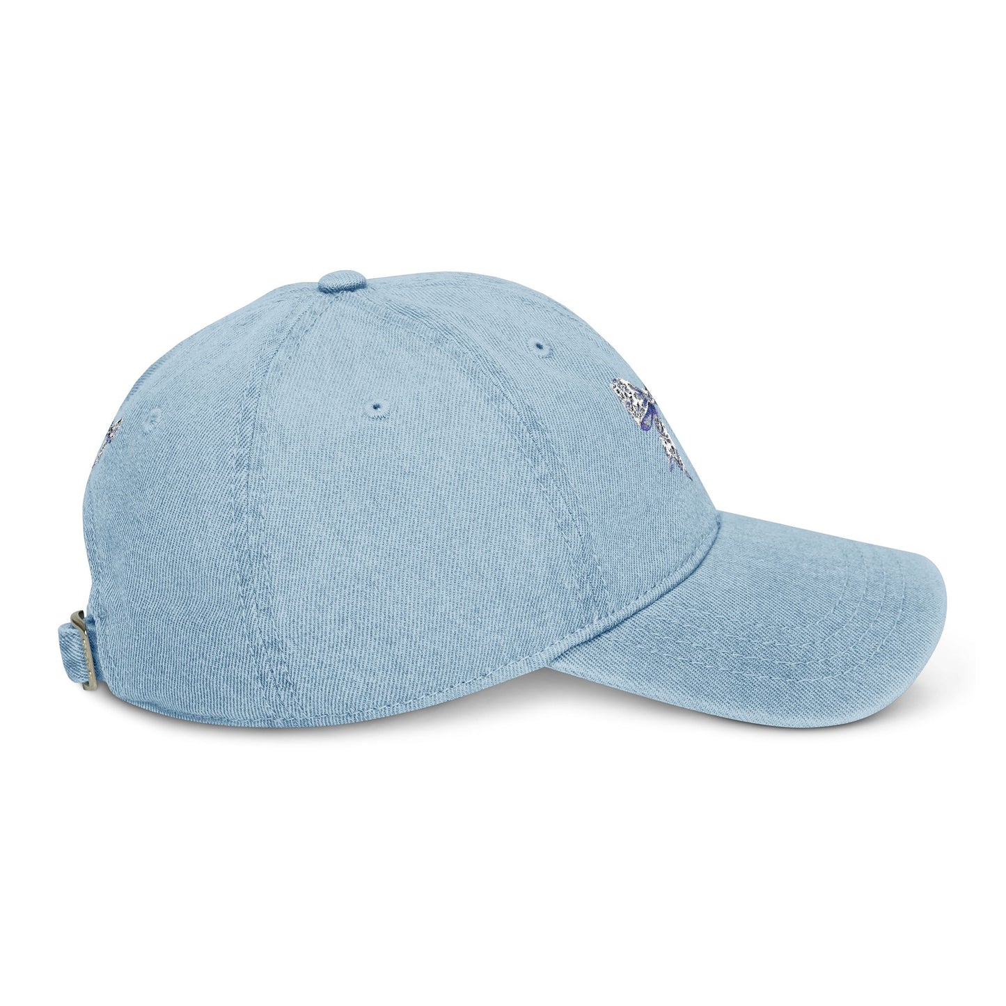 Embroidered Denim Hat- Frence Bow Design