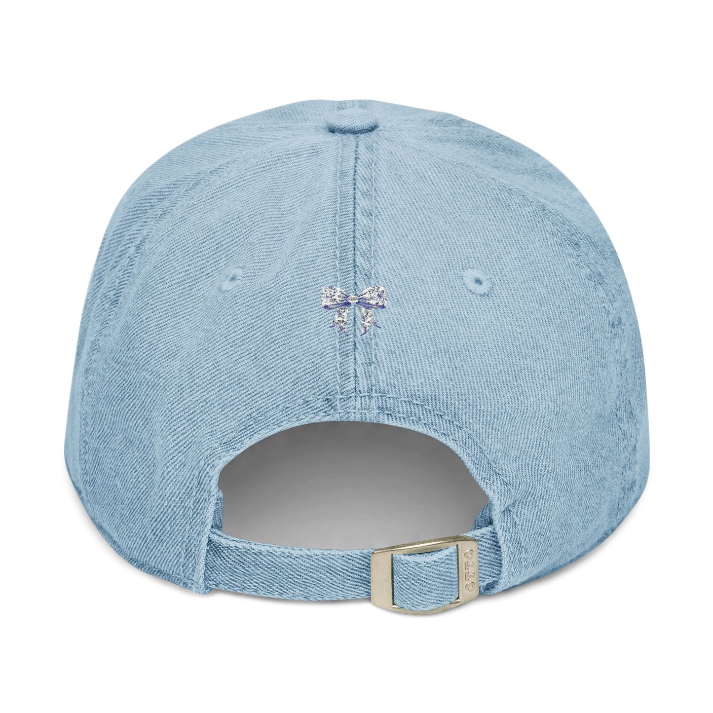 Embroidered Denim Hat- Frence Bow Design
