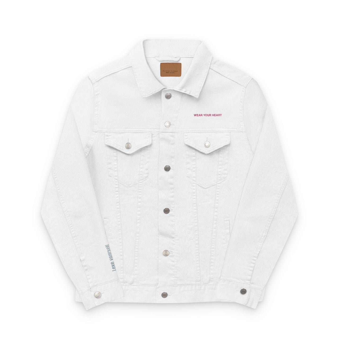 Embroidered Unisex Denim Jacket - 'Wear Your Heart' Casual Outerwear