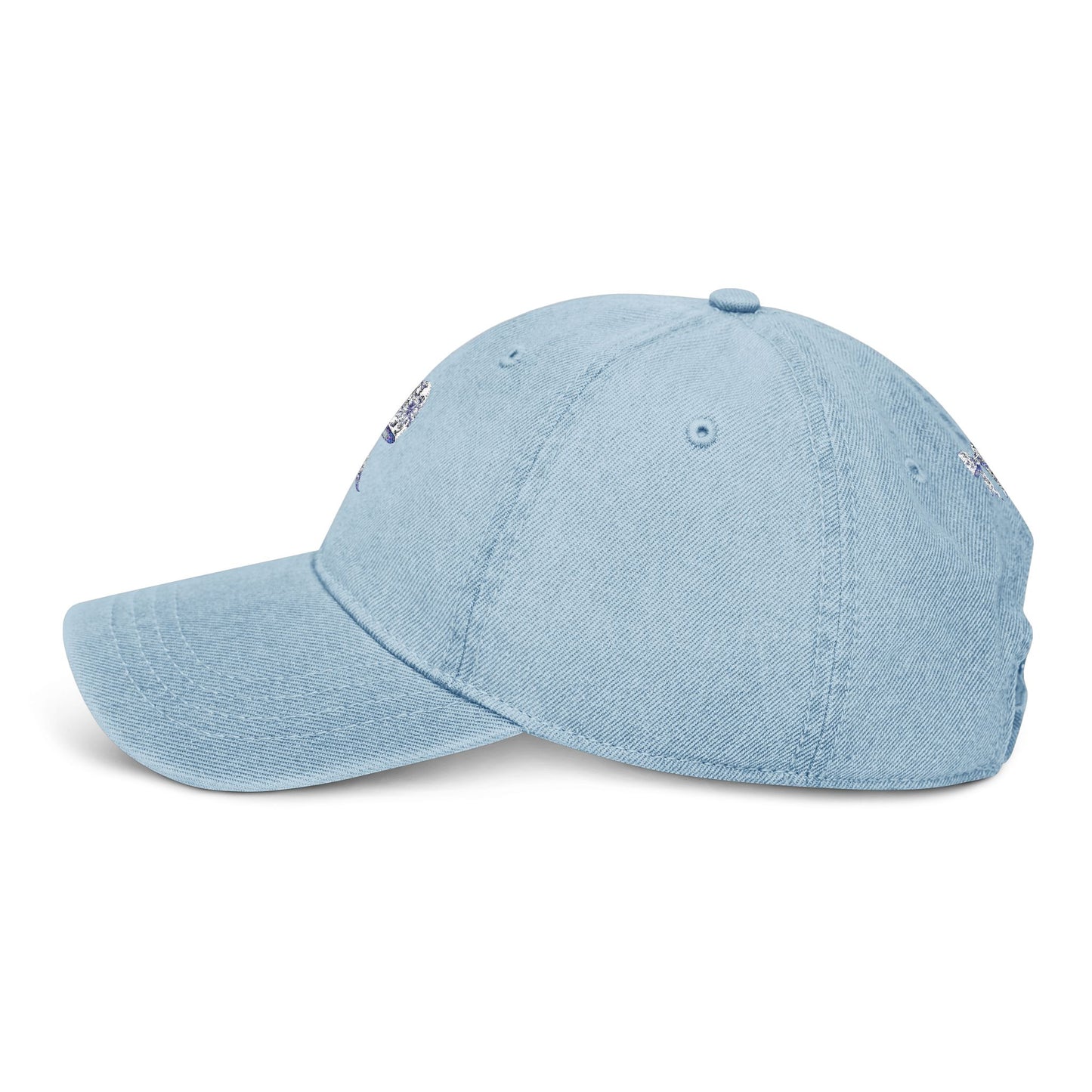 Embroidered Denim Hat- Frence Bow Design