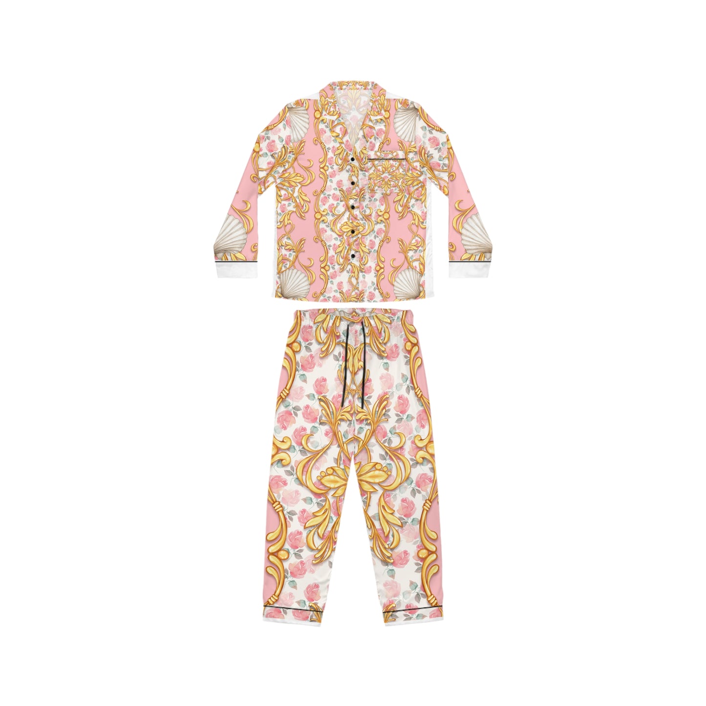 Elegant Women's Satin Pajamas Set - Floral Design for Cozy Nights