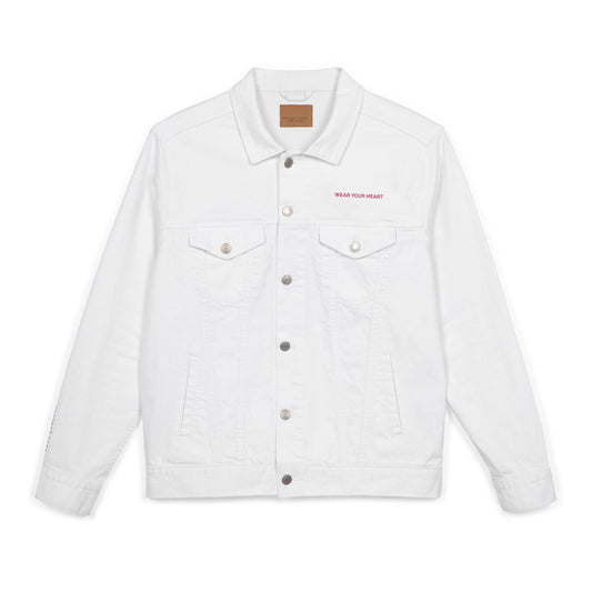 Embroidered Unisex Denim Jacket - 'Wear Your Heart' Casual Outerwear