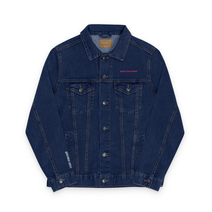 Embroidered Unisex Denim Jacket - 'Wear Your Heart' Casual Outerwear
