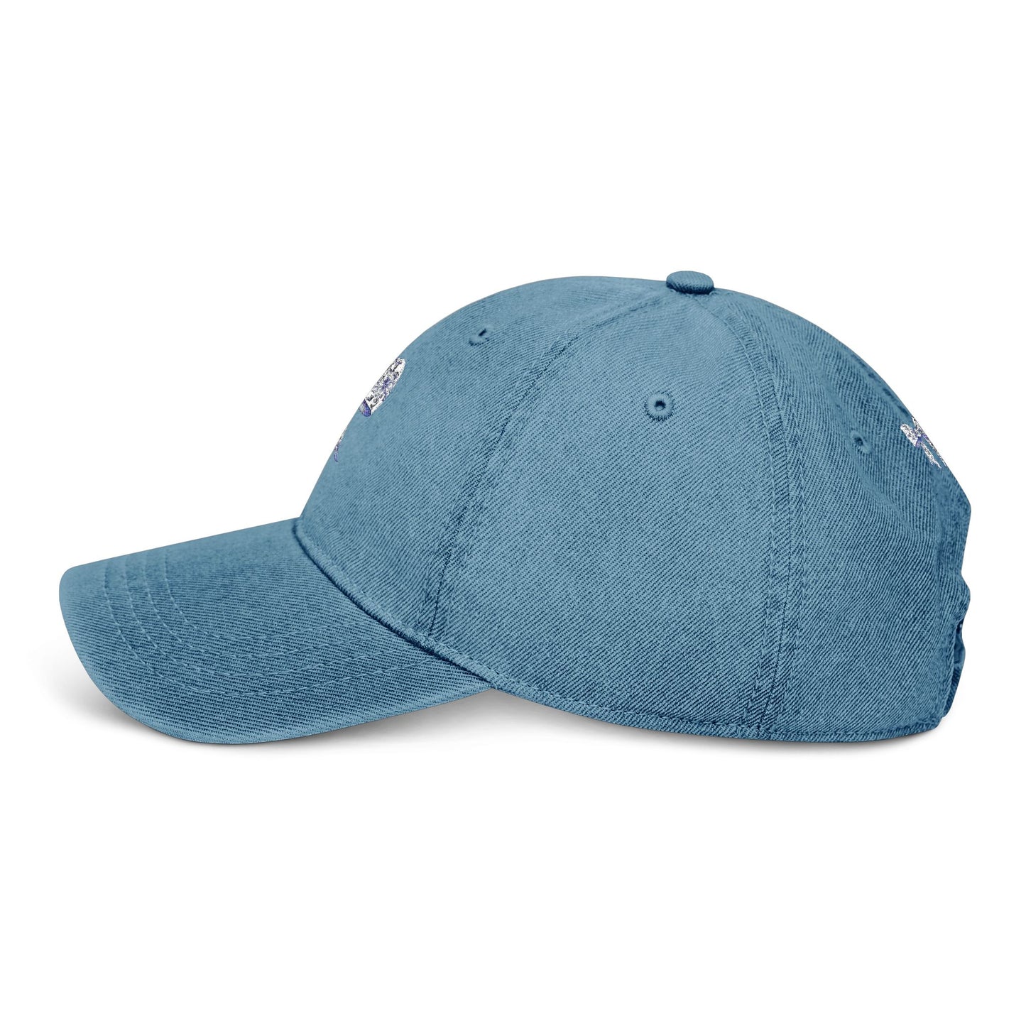 Embroidered Denim Hat- Frence Bow Design