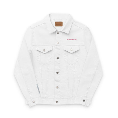 Embroidered Unisex Denim Jacket - 'Wear Your Heart' Casual Outerwear