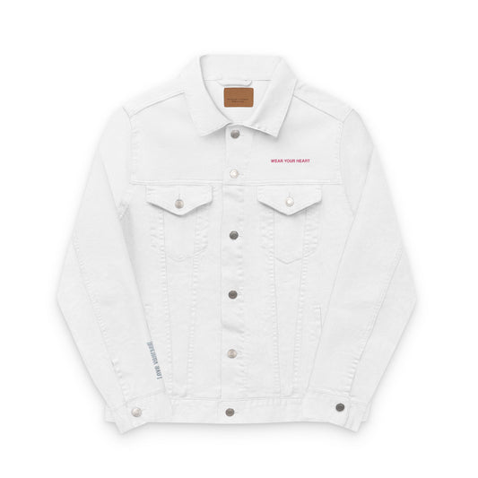 Embroidered Unisex Denim Jacket - 'Wear Your Heart' Casual Outerwear